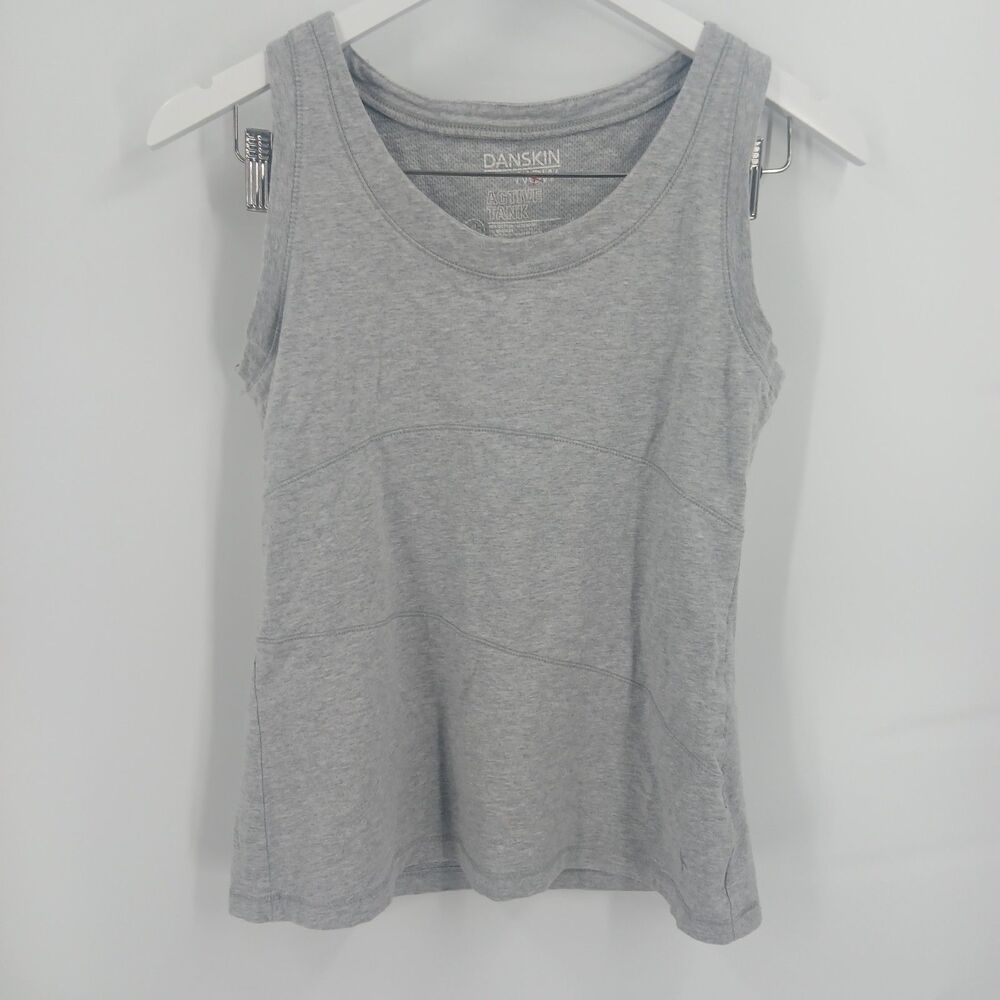 Danskin Now Womens Grey Sleeveless Tank Top Shirt Casual Athletic Activewear